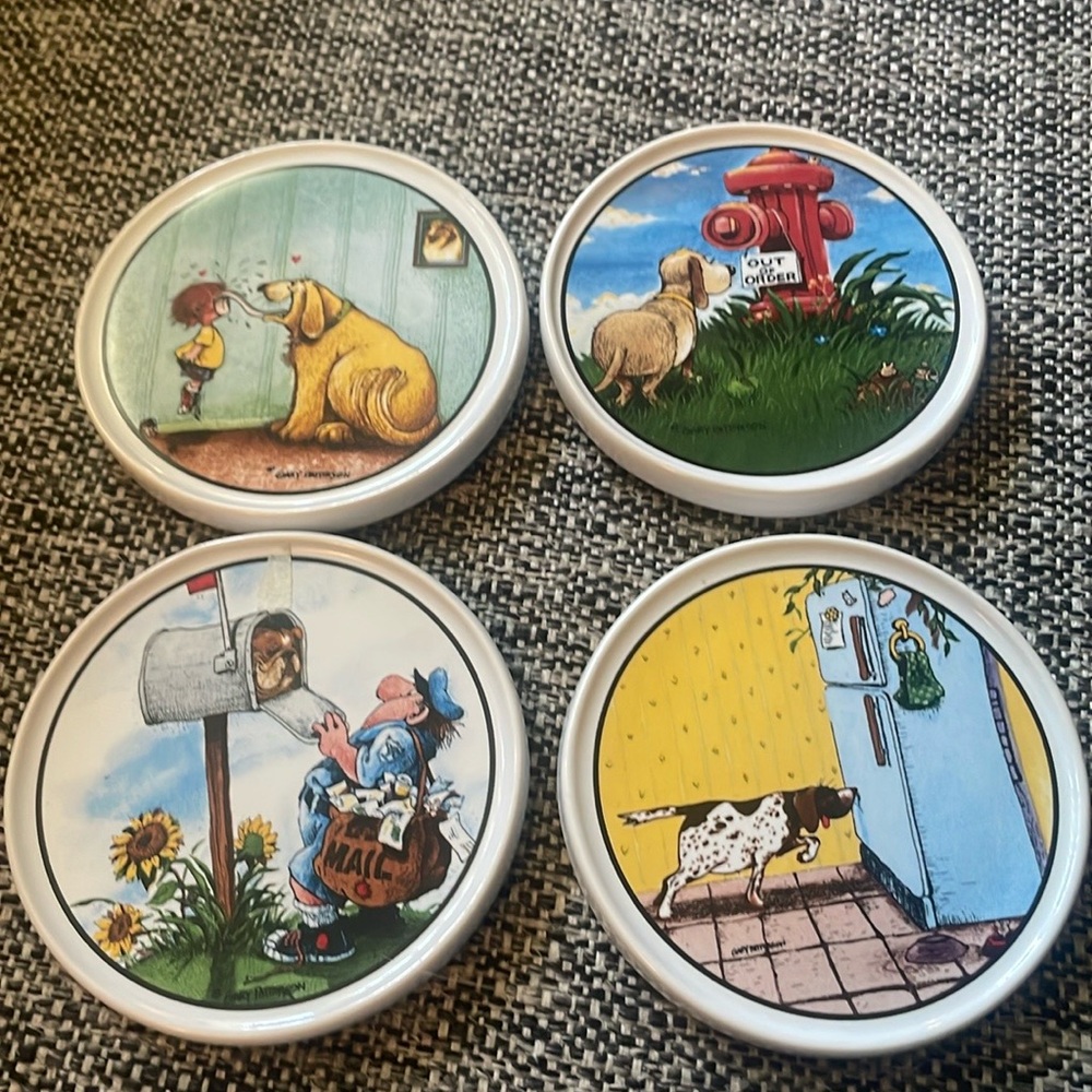 Clay design set of four fun dog coasters by Gary Patterson